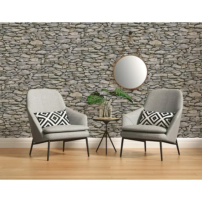 AS Creation Il Decoro Papiertapete Stein II - Grau/Braun, Steinoptik, 10,05 x 0,53 m - Stimmungsaufnahme