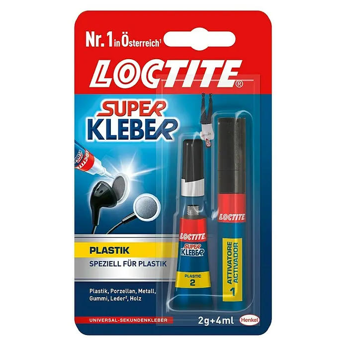 Loctite Spezial-Sekundenkleber Kunststoff - 2 g + 4 ml, Tube, Flüssig