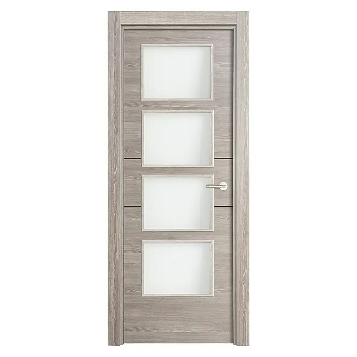 Puerta acristalada Roble Finlandés vidriera 200 - 82,5 x 203 cm, Izquierda, Roble oscuro, Macizo, Vidriera