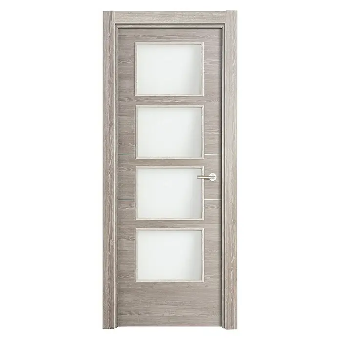 Puerta acristalada Roble Finlandés vidriera 200AL - 82,5 x 203 cm, Izquierda, Roble oscuro, Macizo, Vidriera