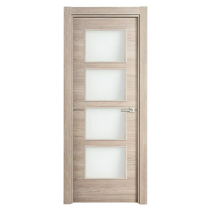 Puerta acristalada Roble Gris vidriera 100 - 62,5 x 203 cm, Izquierda, Roble Gris, Macizo, Vidriera