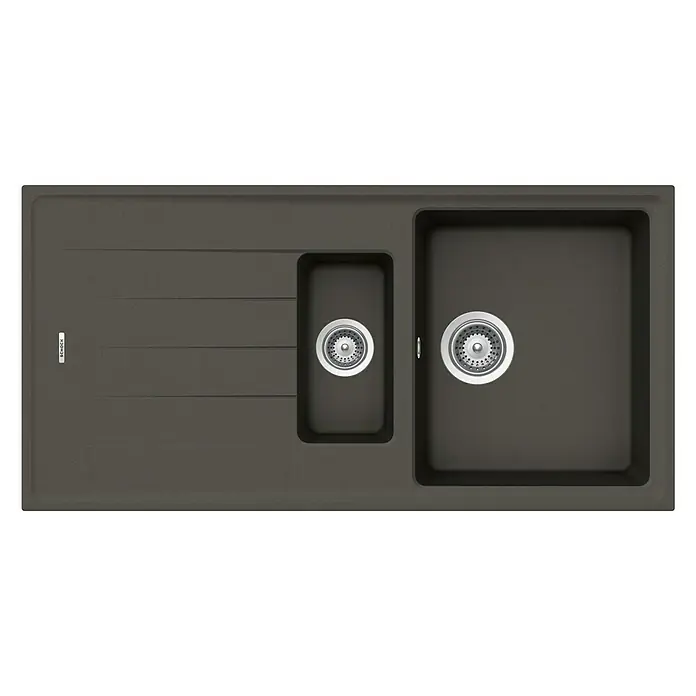 Respekta by Schock Einbauspüle Columbia - 100 x 50 cm, 1½ Becken, Cristalite®, Grau - Ansicht von oben