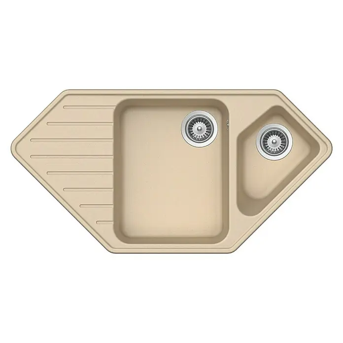 Respekta by Schock Einbauspüle Memphis - 98 x 50 cm, 1½ Becken, Cristalite®, Beige - Ansicht von oben