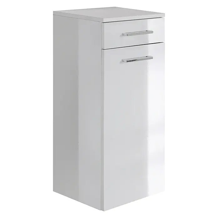Camargue Flow Highboard Smooth - 40 x 34,8 x 91,2 cm, Links, Weiß, Hochglanz - Linke Seitenansicht