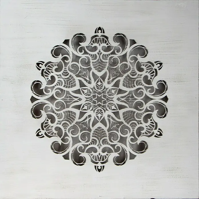 Cuadro de madera Mándala 124 - Mosaico, An x Al: 40 x 40 cm