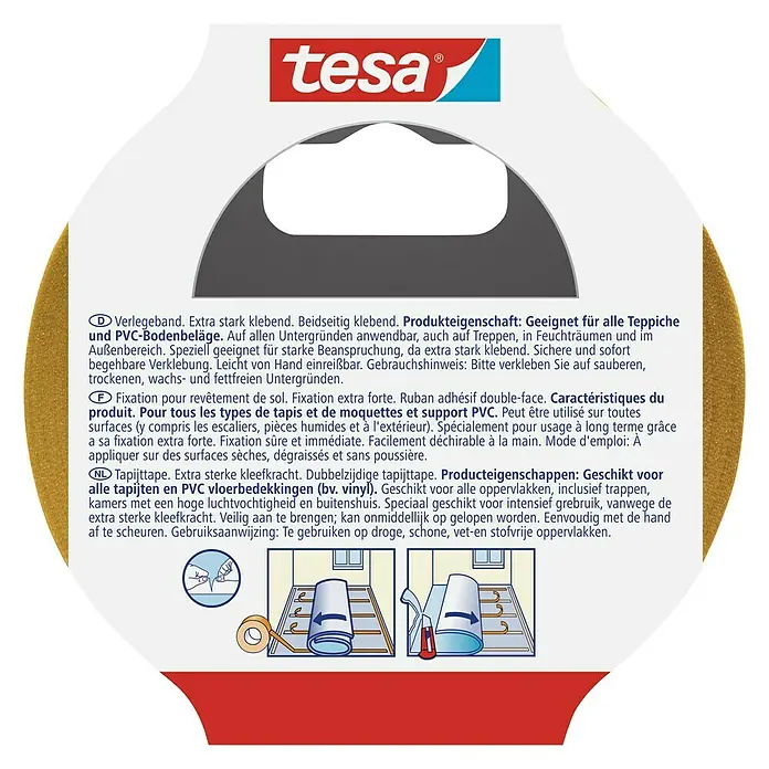 Tesa Verlegeband - 10 m x 50 mm, Beidseitig selbstklebend, Geeignet für: Fußbodenheizung - Rückansicht