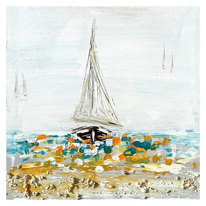 Cuadro pintado a mano - Barco a color, An x Al: 40 x 40 cm