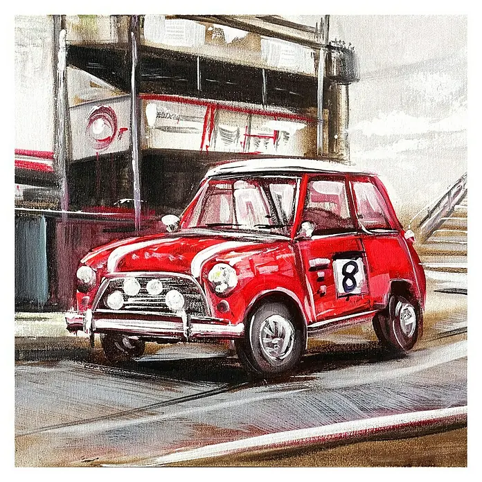 Cuadro pintado a mano - Coche de carreras, An x Al: 40 x 40 cm