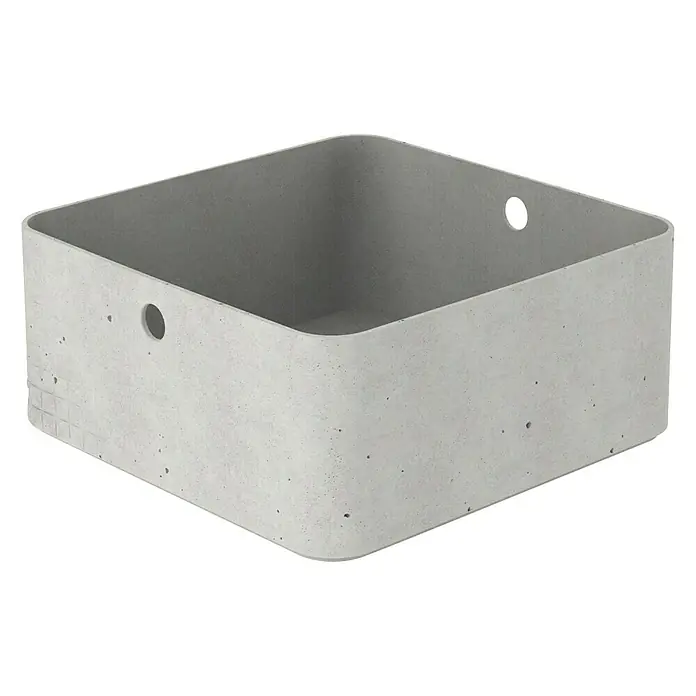 Curver Aufbewahrungsbox Beton L - L x B x H: 28 x 28 x 13 cm, Material: Kunststoff, Beton - Linke Seitenansicht