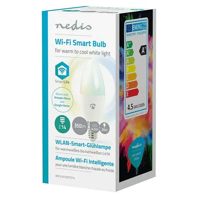 Nedis Smartlife LED-Leuchtmittel - E14, 4,5 W, Einstellbare Farbtemperatur, Dimmbar - Vorderansicht