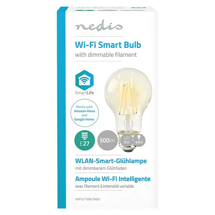 Nedis Smartlife LED-Leuchtmittel - 1 Stk., E27, 5 W, Warmweiß, Dimmbar - Vorderansicht
