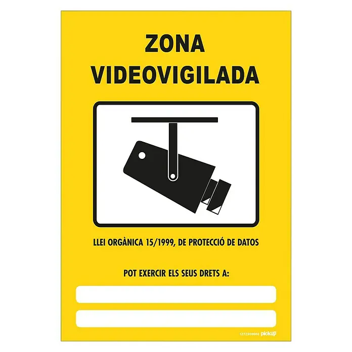 Pickup Señal de precaución catalán - Motivo: Zona videovigilada, 23 x 33 cm