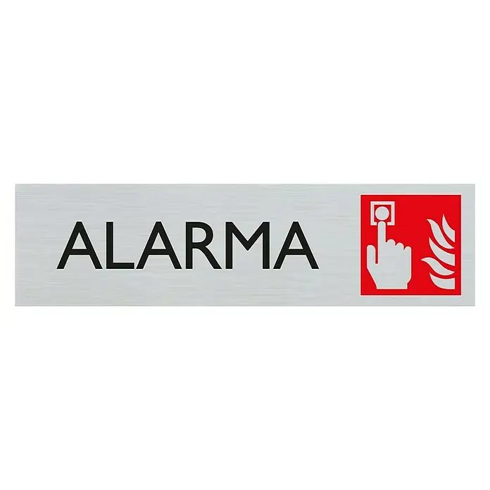 Pickup Rótulo - Plateado, Motivo: Alarma de incendios, 16,5 x 4,4 cm