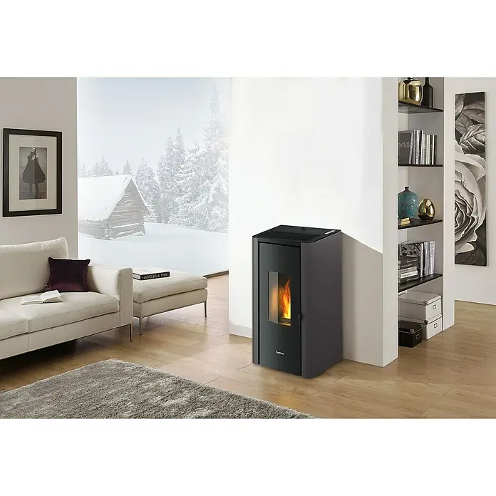 FreePoint Pelletofen Indigo - 2 kW - 7 kW, Raumheizvermögen: 57,6 - 156 m³, Anthrazit