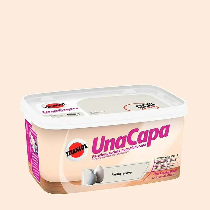 Titanlux Una Capa Pintura para paredes - Piedra suave, 4 l, Mate