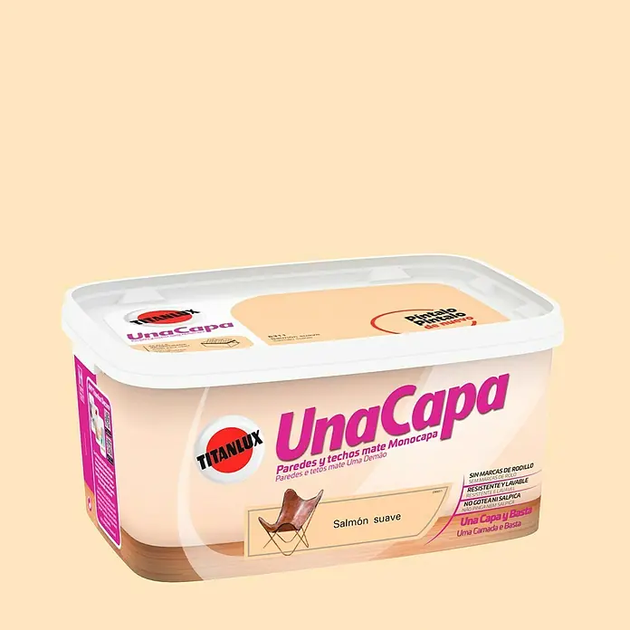 Titanlux Una Capa Pintura para paredes - Salmón suave, 4 l, Mate