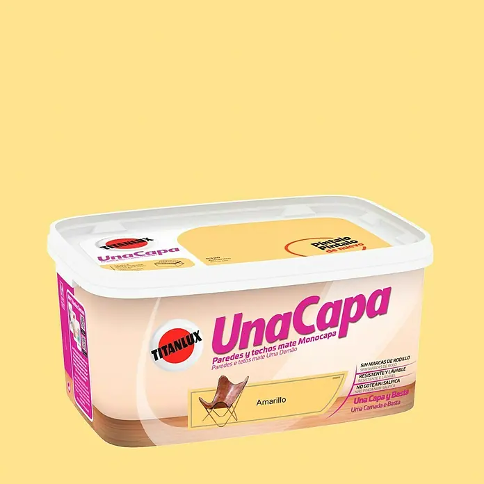 Titanlux Una Capa Pintura para paredes - Amarillo, 4 l, Mate
