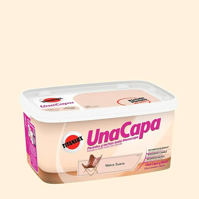 Titanlux Una Capa Pintura para paredes - Malva suave, 4 l, Mate