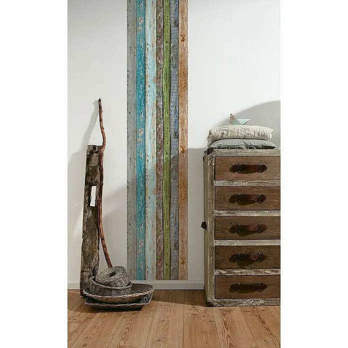 AS Creation Designpanel pop.up - Bretter, Blau/Grün, 35 cm x 2,5 m - Stimmungsaufnahme
