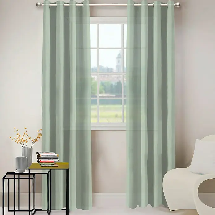 Visillo para ventana Argán - 140 x 250 cm, 100% poliéster, Jade