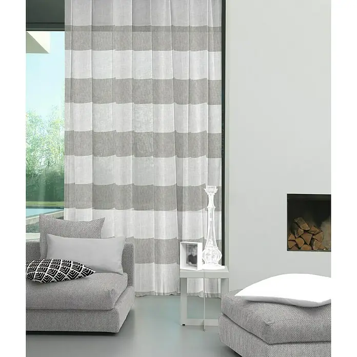 Visillo para ventana Laos - 140 x 280 cm, 100% poliéster, Gris