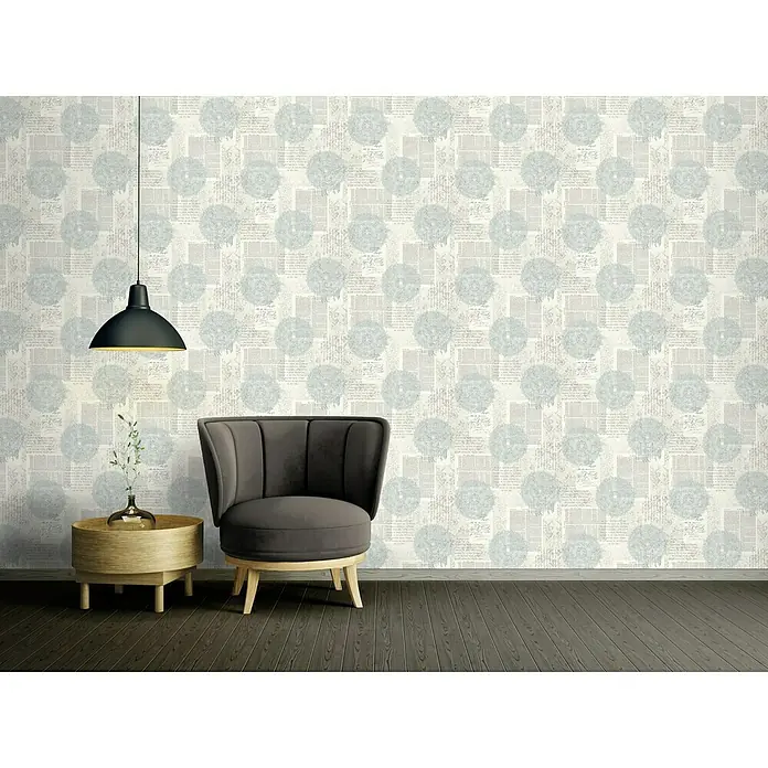 AS Creation Character Vliestapete Schrift - Grau, Grafisch, 10,05 x 0,53 m - Stimmungsaufnahme