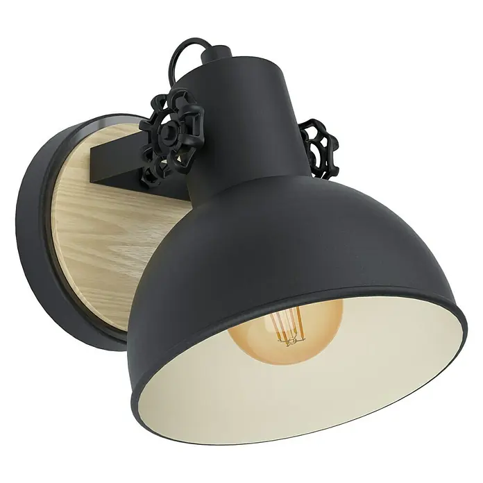 Eglo Lubenham Wandleuchte - 28 W, Schwarz/Braun, E27 - Vorderansicht
