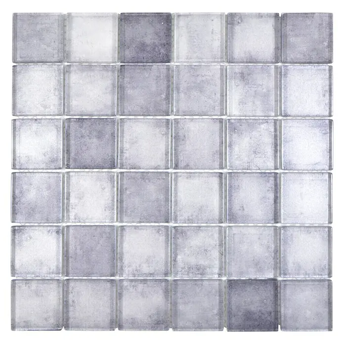 Mosaikfliese Quadrat Crystal SKY 456 - 30 x 30 cm, Grau, Glänzend - Vorderansicht