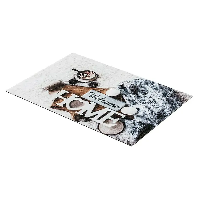 Astra Fußmatte Deco Print - Welcome Home, Blau, 40 x 60 cm, 100 % Polyamid