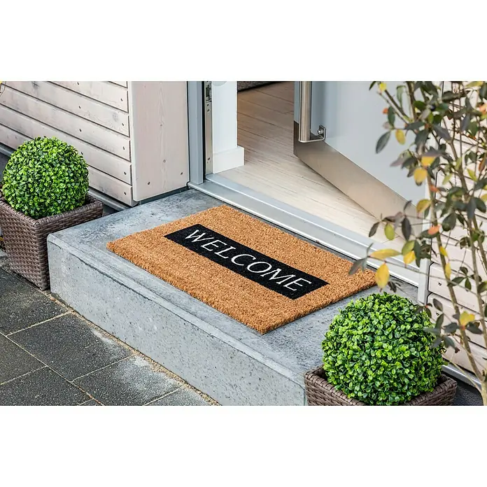 Astra Coco Design Kokosfußmatte - Welcome, Kokosbraun/Schwarz/Weiß, 60 x 40 cm, 100 % Kokos