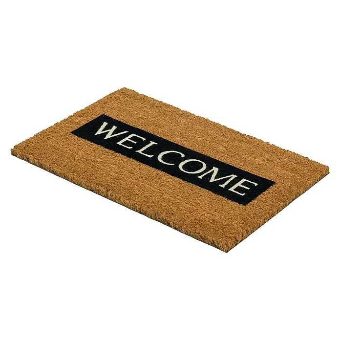 Astra Coco Design Kokosfußmatte - Welcome, Kokosbraun/Schwarz/Weiß, 60 x 40 cm, 100 % Kokos
