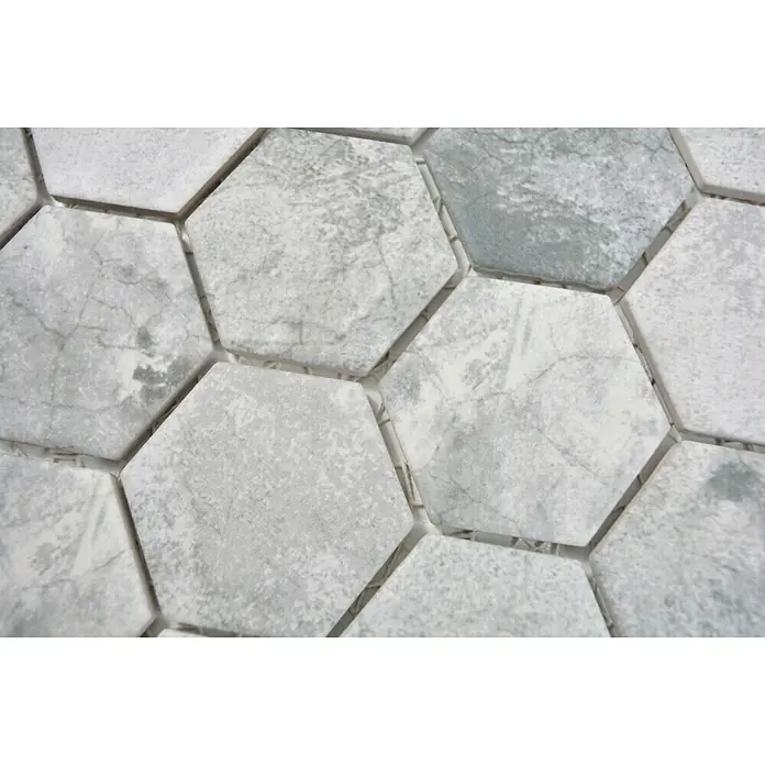 Mosaikfliese Hexagon HX CURIO ZLG - 32,5 x 28,1 cm, Grau, Matt - Detailaufnahme