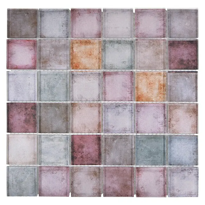 Mosaikfliese Quadrat Crystal SKY 123 - 30 x 30 cm, Lila, Glänzend - Vorderansicht
