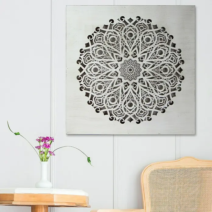 Cuadro de madera Mándala 123 - Mosaico, An x Al: 40 x 40 cm