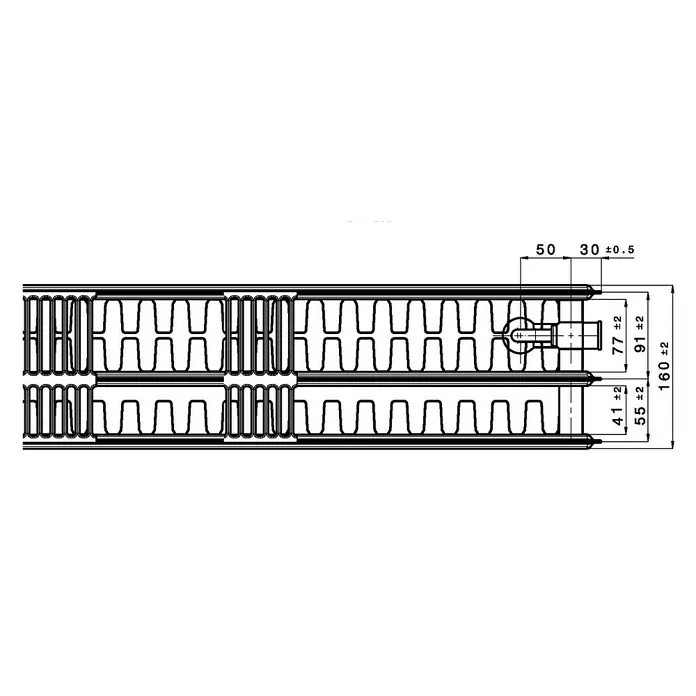Universal-Flachheizkörper - B x H: 60 x 40 cm, 6-fach, Typ: 3K-33, 968 W