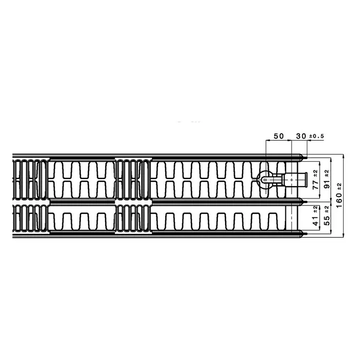 Universal-Flachheizkörper - B x H: 60 x 90 cm, 6-fach, Typ: 3K-33, 1.897 W