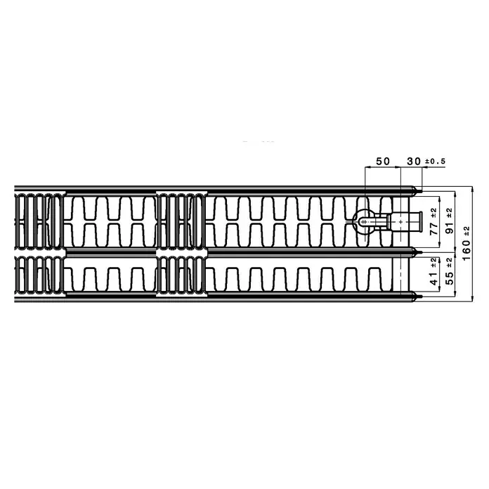 Universal-Flachheizkörper - B x H: 40 x 60 cm, 6-fach, Typ: 3K-33, 908 W