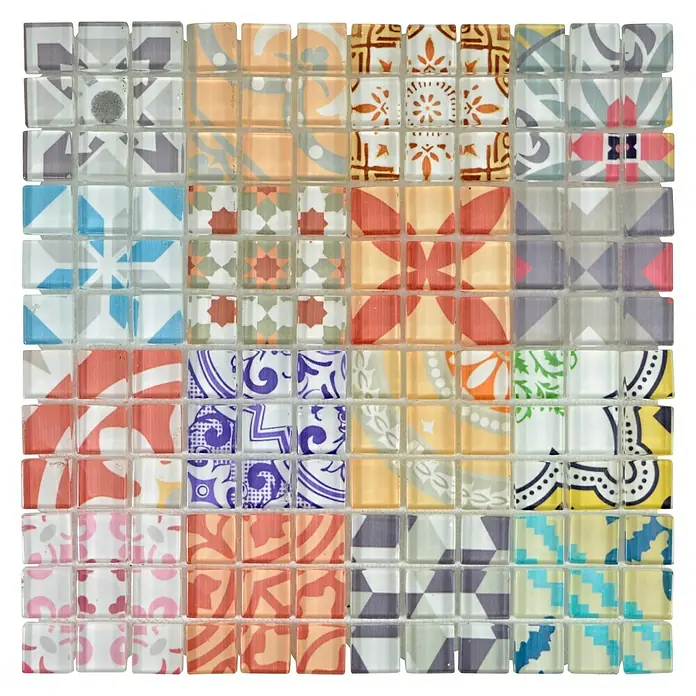 Mosaikfliese Quadrat Crystal XCM 8OP31 - 30 x 30 cm, Mehrfarbig, Glänzend - Ansicht von oben
