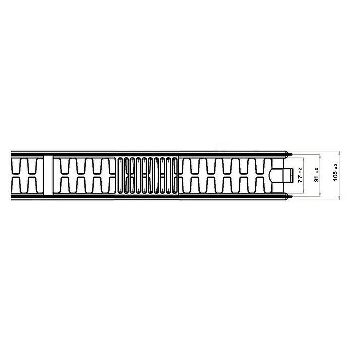 Universal-Planheizkörper - B x H: 80 x 60 cm, 6-fach, Typ: DK-22, 1.374 W