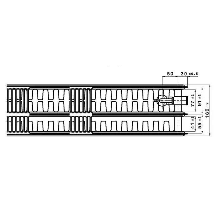 Universal-Planheizkörper - B x H: 140 x 60 cm, 6-fach, Typ: 3K-33, 3.416 W