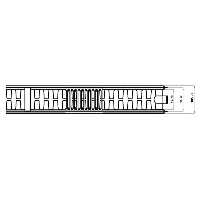 Universal-Planheizkörper - B x H: 100 x 90 cm, 6-fach, Typ: DK-22, 2.432 W