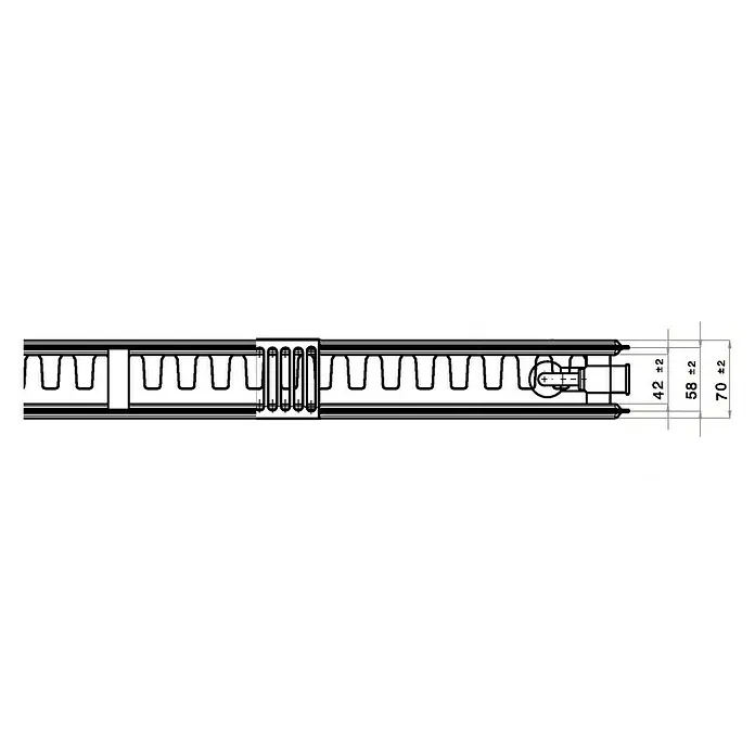 Universal-Flachheizkörper - B x H: 230 x 60 cm, 6-fach, Typ: EKE-21, 2.907 W
