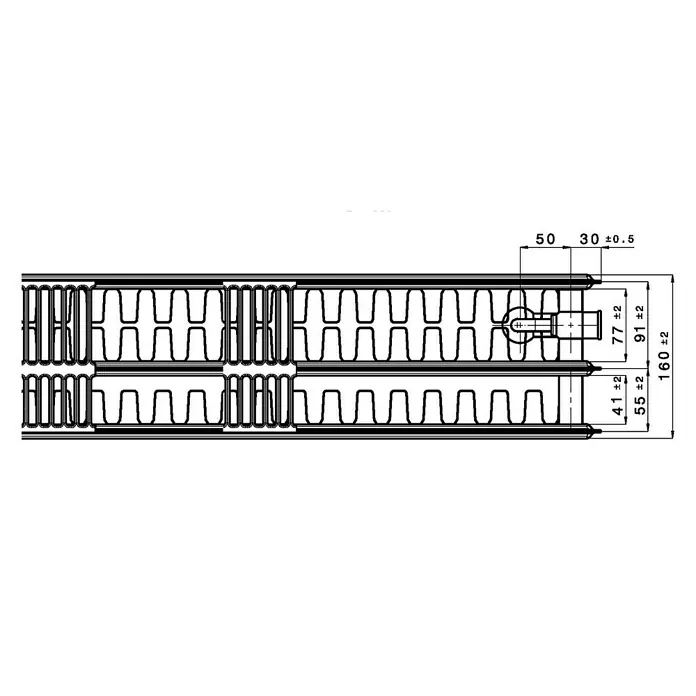 Universal-Planheizkörper - B x H: 100 x 60 cm, 6-fach, Typ: 3K-33, 2.440 W