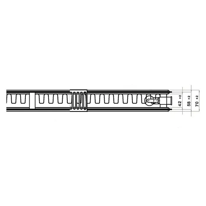 Universal-Flachheizkörper - B x H: 160 x 50 cm, 6-fach, Typ: EKE-21, 1.744 W