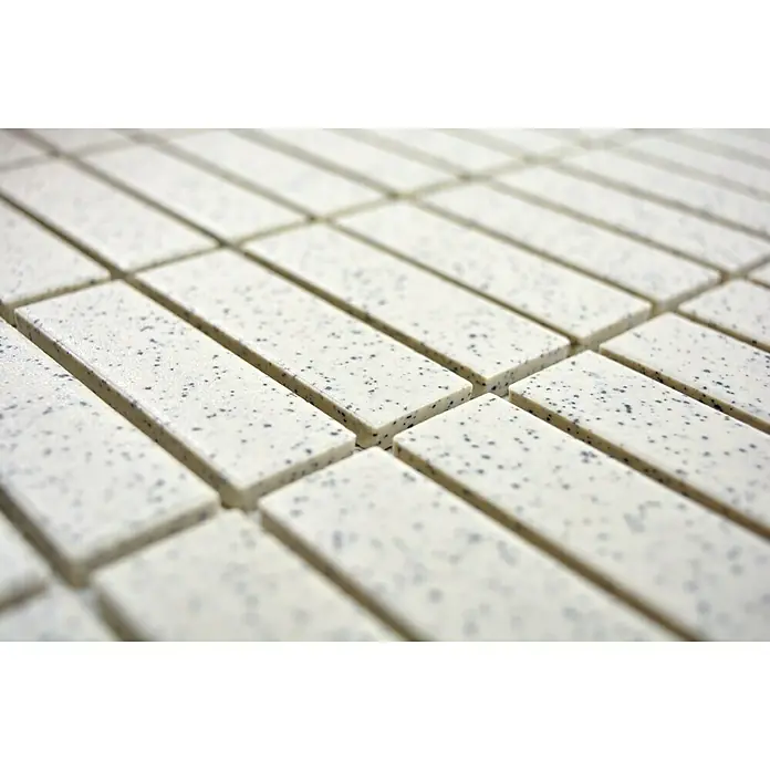 Mozaïektegel stroken Uni CU ST208 - 30 x 30 cm, Crèmewit, Mat - Close-up