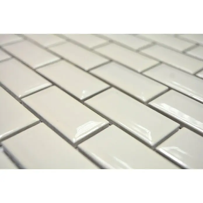 Mozaïektegel brick Metrotegel CBI 110 - 30 x 30 cm, Ivoor, Glanzend - Close-up