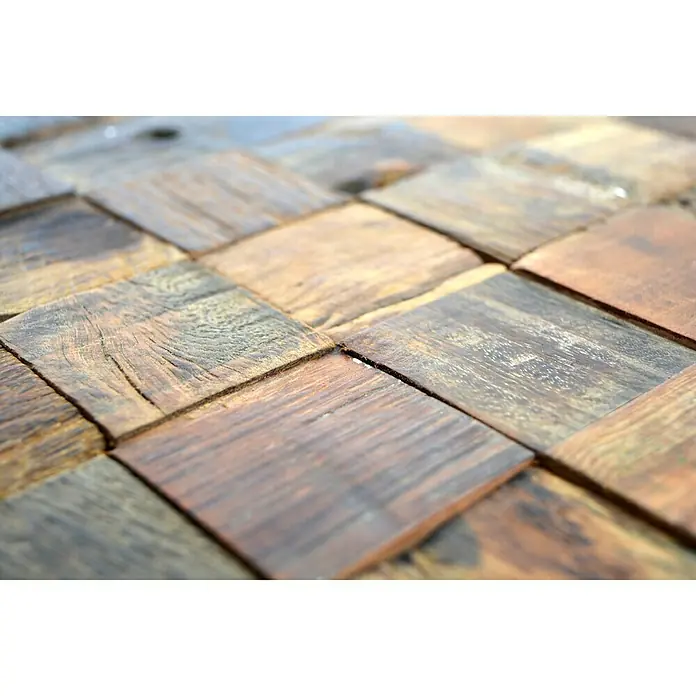 Mosaikfliese Quadrat Boat Old Wood BOWD 23 - 30 x 30 cm, Dunkelbraun, Matt - Detailaufnahme
