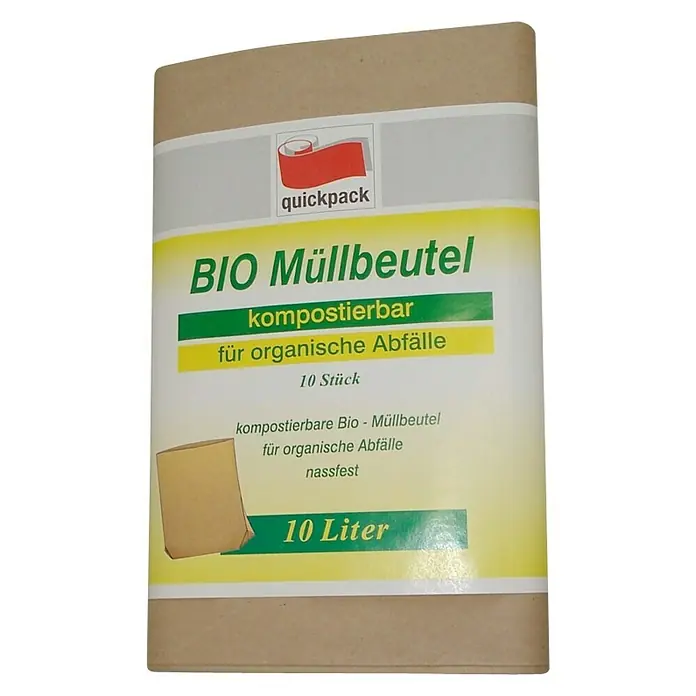 Quickpack Afvalzakken Bio-afvalzak - 10 l, 10 st., Bruin - Vooraanzicht