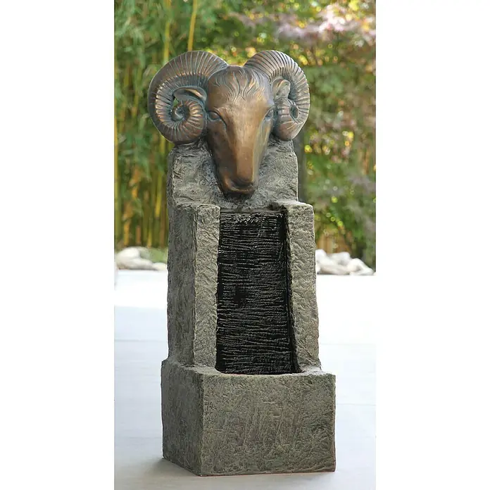 Silex Kunststeinbrunnen Widder - 34,5 x 30,5 x 83 cm - Stimmungsaufnahme