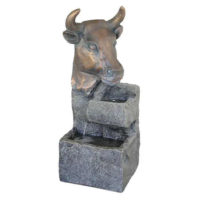 Silex Kunststeinbrunnen Stier - 34 x 29 x 77,5 cm - Vorderansicht